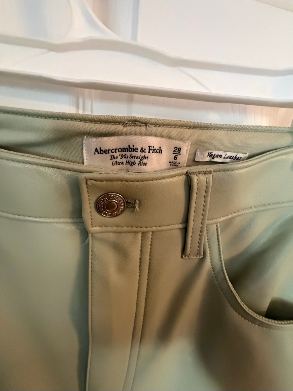 Women’s A&F faux leather light green pants
